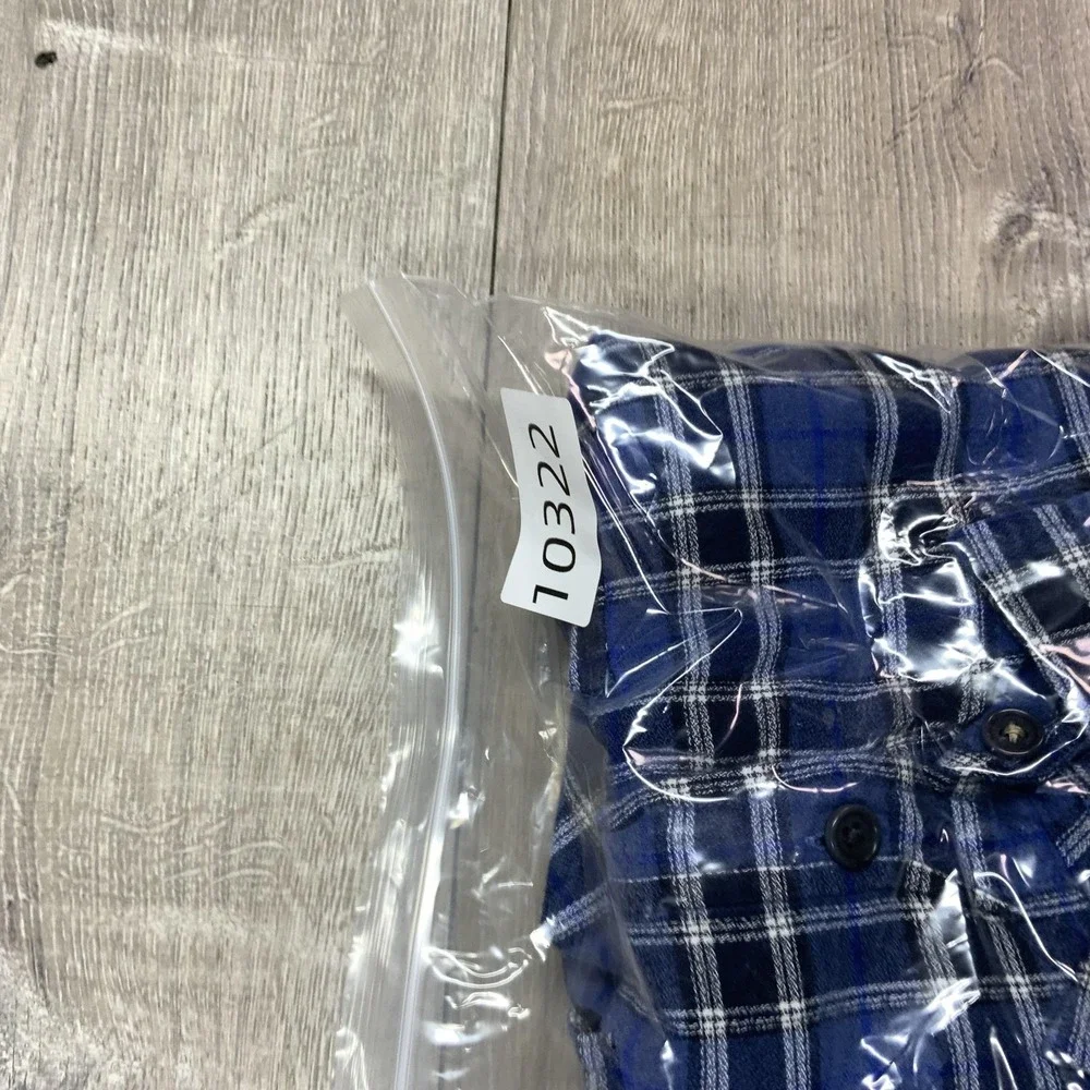 Banana Republic Shirt Mens Large Blue Flannel Plaid Long Sleeve Button‎ Front